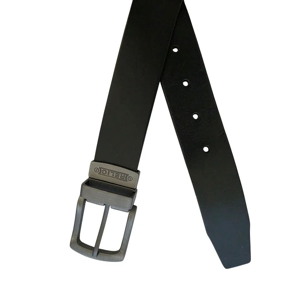 Relic Mens Reversible Belt Black‎ Brown Gunmetal Buckle Size 44 212327 1212